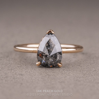 1.19 Carat Salt and Pepper Pear Diamond Engagement Ring, Jane Setting