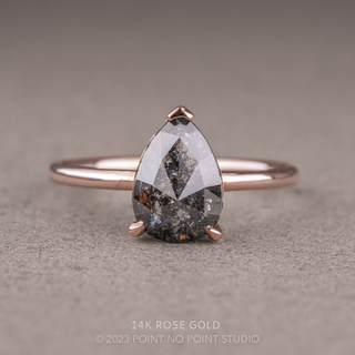 1.19 Carat Salt and Pepper Pear Diamond Engagement Ring, Jane Setting