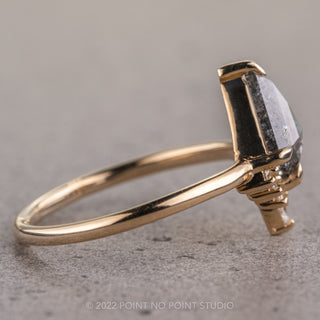 1.10 Carat Salt and Pepper Kite Diamond Engagement Ring, Ava Setting, 14K Yellow Gold