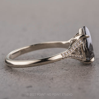 3.09 Carat Salt and Pepper Pear Diamond Engagement Ring, Mackenzie Setting, 14K White Gold