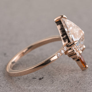 1.75 Carat Kite Moissanite Engagement Ring, Avaline Setting, 14K Rose Gold