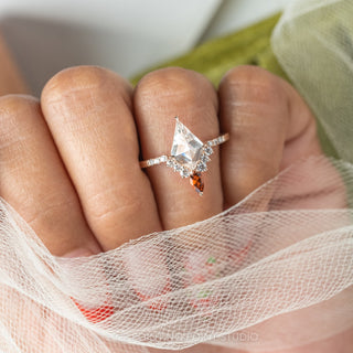 1.75 Carat Kite Moissanite Engagement Ring, Avaline Setting, 14K Rose Gold