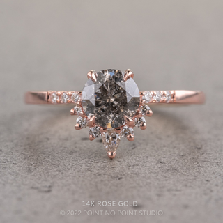 1.25 Carat Salt and Pepper Round Diamond Engagement Ring, Avaline Setting
