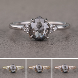 1.78 Carat Salt and Pepper Pear Diamond Engagement Ring, Quinn Setting