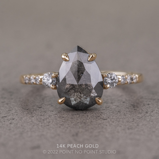 1.34 Carat Black Salt and Pepper Pear Diamond Engagement Ring, Eliza Setting