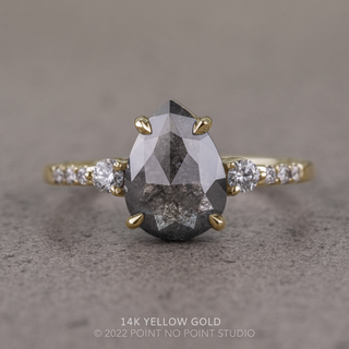1.34 Carat Black Salt and Pepper Pear Diamond Engagement Ring, Eliza Setting