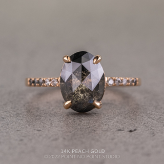 2.89 Carat Black Sal and Pepper Oval Diamond Engagement Ring, Ombre Jules Setting