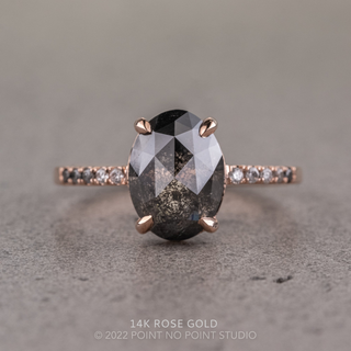 2.89 Carat Black Sal and Pepper Oval Diamond Engagement Ring, Ombre Jules Setting