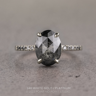 2.89 Carat Black Sal and Pepper Oval Diamond Engagement Ring, Ombre Jules Setting