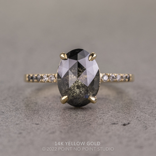 2.89 Carat Black Sal and Pepper Oval Diamond Engagement Ring, Ombre Jules Setting