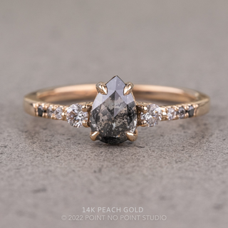 .98 Carat Salt and Pepper Pear Diamond Engagement Ring, Eliza Setting