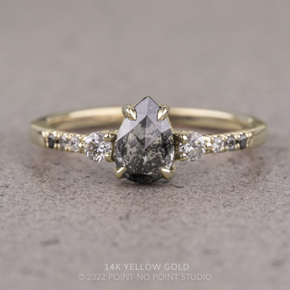 .98 Carat Salt and Pepper Pear Diamond Engagement Ring, Eliza Setting