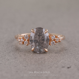 2.15 Carat Salt and Pepper Oval Diamond Engagement Ring, Aspen Setting