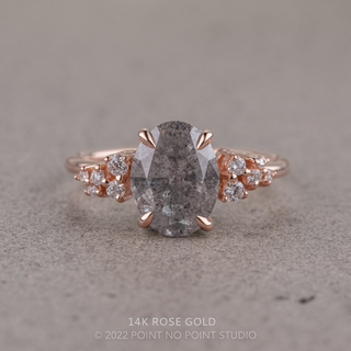 2.15 Carat Salt and Pepper Oval Diamond Engagement Ring, Aspen Setting