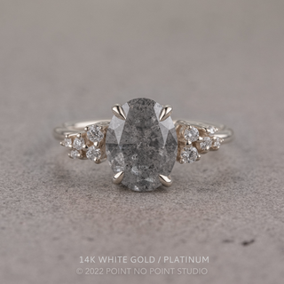 2.15 Carat Salt and Pepper Oval Diamond Engagement Ring, Aspen Setting