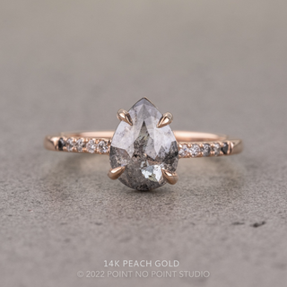 1.61 Carat Salt and Pepper Pear Diamond Engagement Ring, Ombre Jules Setting