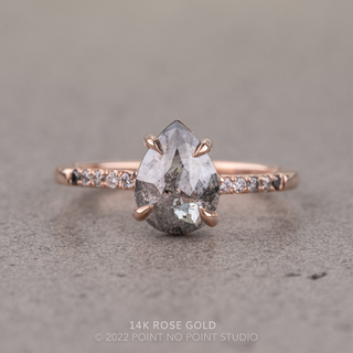 1.61 Carat Salt and Pepper Pear Diamond Engagement Ring, Ombre Jules Setting