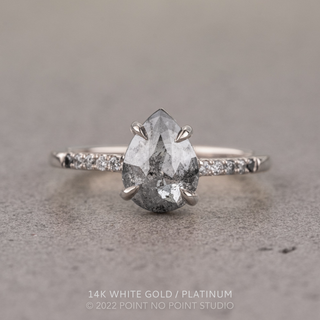 1.61 Carat Salt and Pepper Pear Diamond Engagement Ring, Ombre Jules Setting