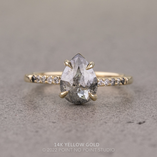 1.61 Carat Salt and Pepper Pear Diamond Engagement Ring, Ombre Jules Setting