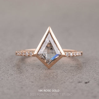 1.31 Carat Canadian Salt and Pepper Kite Diamond Engagement Ring, Bezel Jules Setting
