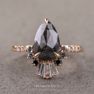1.40 Carat Black Pear Diamond Engagement Ring, Ombre Wren Setting