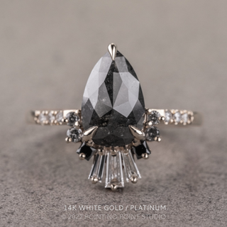 1.40 Carat Black Pear Diamond Engagement Ring, Ombre Wren Setting