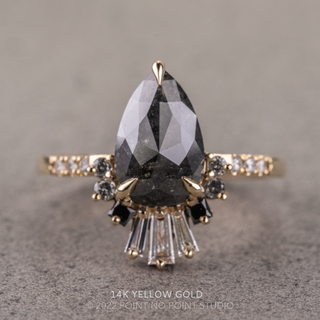 1.40 Carat Black Pear Diamond Engagement Ring, Ombre Wren Setting