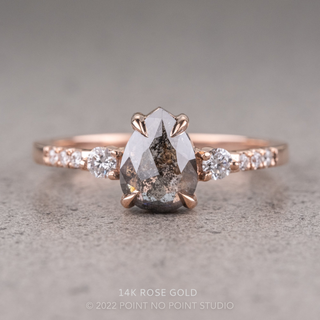 1.37 Carat Salt and Pepper Pear Diamond Engagement Ring, Eliza Setting