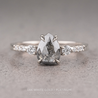 1.37 Carat Salt and Pepper Pear Diamond Engagement Ring, Eliza Setting