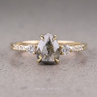 1.37 Carat Salt and Pepper Pear Diamond Engagement Ring, Eliza Setting