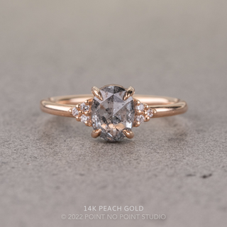 1.31 Carat Canadian Salt and Pepper Oval Diamond Engagement Ring, Quinn Setting