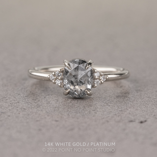 1.31 Carat Canadian Salt and Pepper Oval Diamond Engagement Ring, Quinn Setting