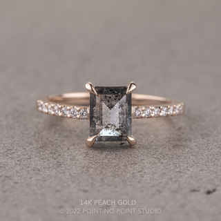 1.08 Carat Salt and Pepper Emerald Shaped Diamond Engagement Ring, Jules Setting