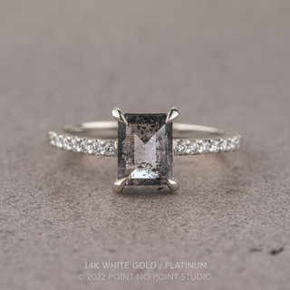 1.08 Carat Salt and Pepper Emerald Shaped Diamond Engagement Ring, Jules Setting