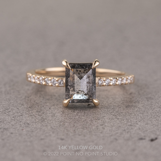 1.08 Carat Salt and Pepper Emerald Shaped Diamond Engagement Ring, Jules Setting