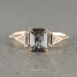 1.39 Carat Salt and Pepper Emerald Diamond Engagement Ring, Azalea Setting