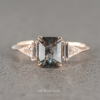 1.39 Carat Salt and Pepper Emerald Diamond Engagement Ring, Azalea Setting