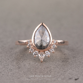 1.18 Carat Salt and Pepper Pear Diamond Engagement Ring, Bezel Ava Setting