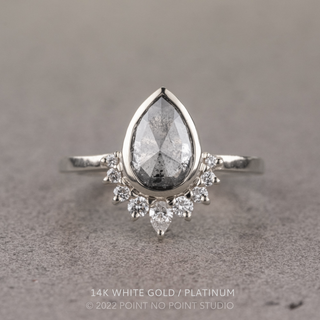 1.18 Carat Salt and Pepper Pear Diamond Engagement Ring, Bezel Ava Setting