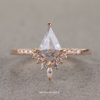 1.30 Carat Candian Salt and Pepper Kite Diamond Engagement Ring, Avaline Setting