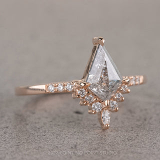 .98 Carat Salt and Pepper Kite Diamond Engagement Ring, Avaline Setting, 14K Rose Gold