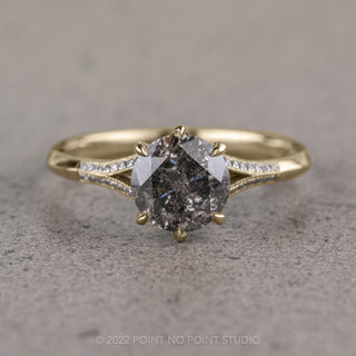 2.07 Carat Salt and Pepper Diamond Engagement Ring, Mackenzie Setting, 14k Yellow Gold