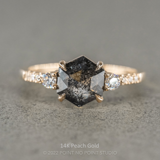 1.42 Carat Black Speckled Hexagon Diamond Engagement Ring, Eliza Setting