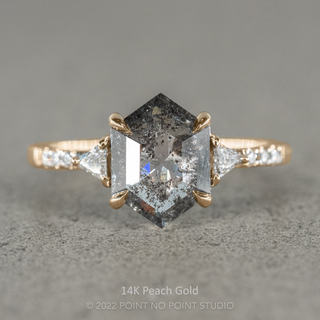 2.12 Carat Black Hexagon Diamond Engagement Ring, Eliza Setting