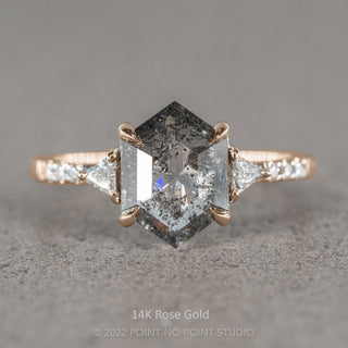 2.12 Carat Black Hexagon Diamond Engagement Ring, Eliza Setting