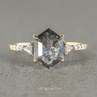 2.12 Carat Black Hexagon Diamond Engagement Ring, Eliza Setting