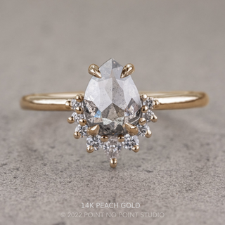 1.66 Carat Salt and Pepper Pear Diamond Engagement Ring, Ava Setting