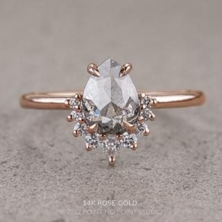 1.66 Carat Salt and Pepper Pear Diamond Engagement Ring, Ava Setting