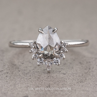 1.66 Carat Salt and Pepper Pear Diamond Engagement Ring, Ava Setting