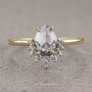 1.66 Carat Salt and Pepper Pear Diamond Engagement Ring, Ava Setting